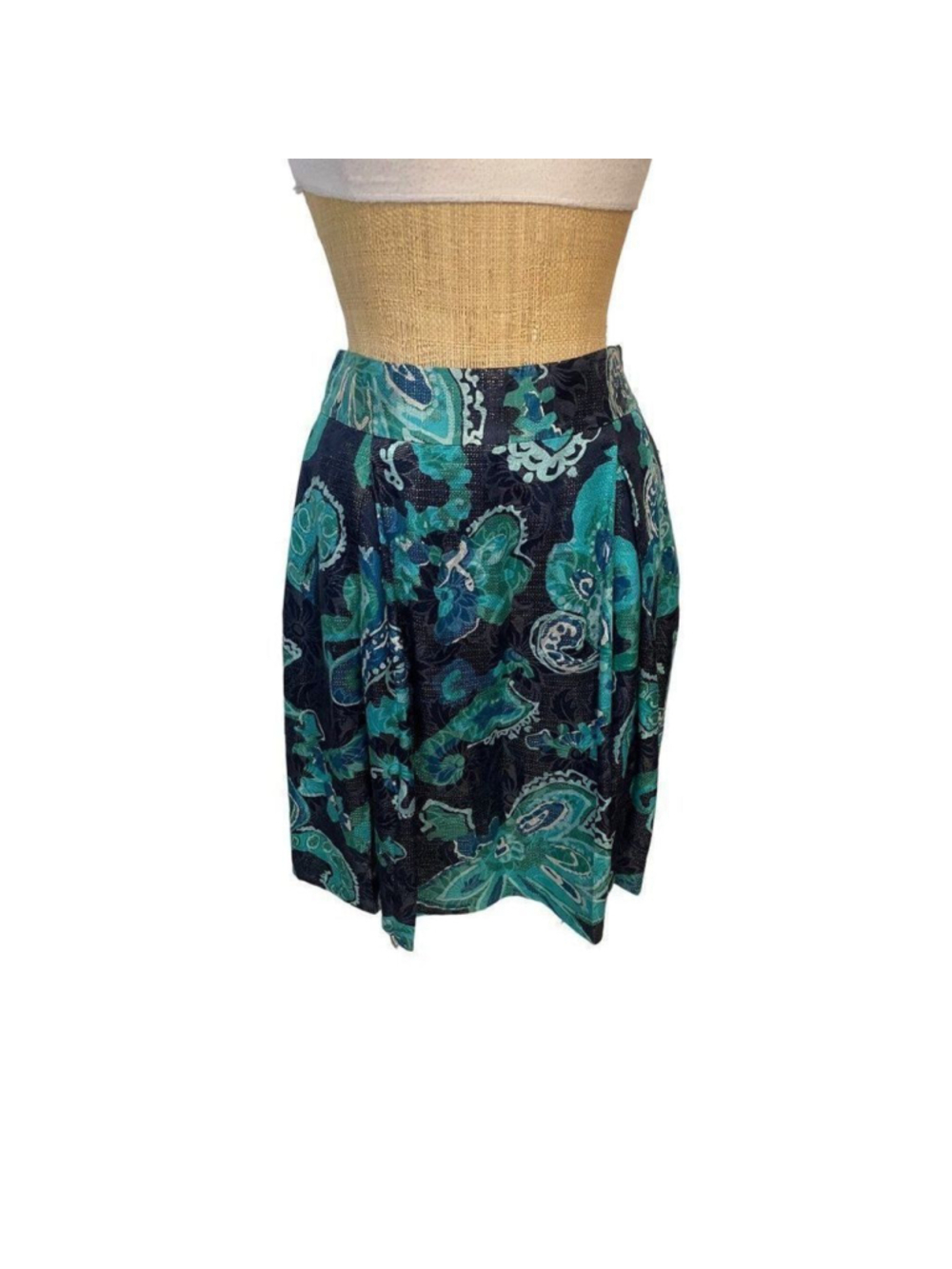 Tory Burch Lreena Pleated Skirt Floral Print Metallic size 8